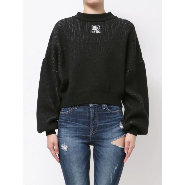ニット セーター BETTY×GYDA shortニットトップス レディース Symmetry GYDA ニットドッキング スウェットトップス[品番