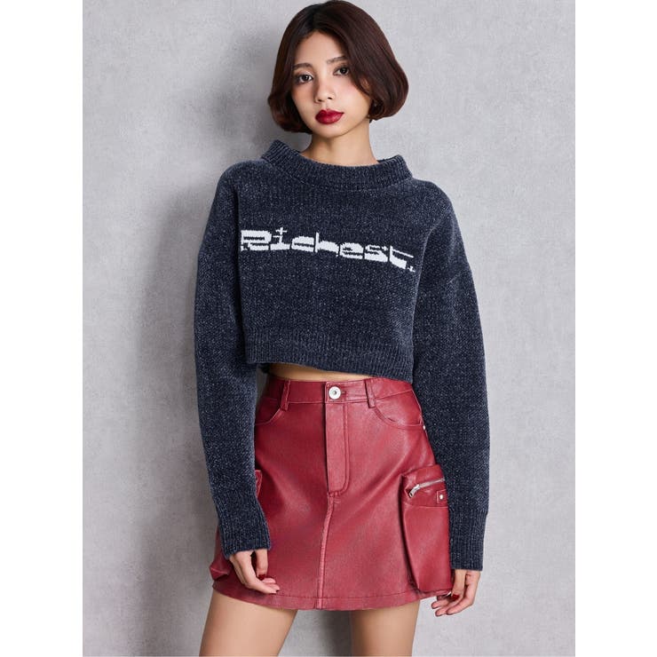 Richest ラメベロアモールショートニットトップス | GYDA | 詳細画像8 