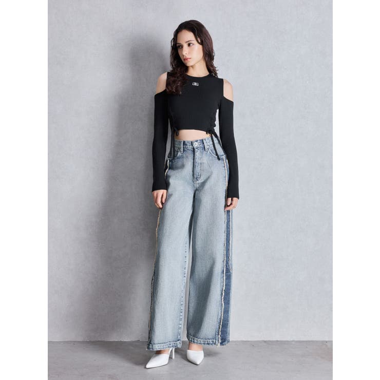 Symmetry GYDAフロントレースアップニットトップス | GYDA | 詳細画像8 