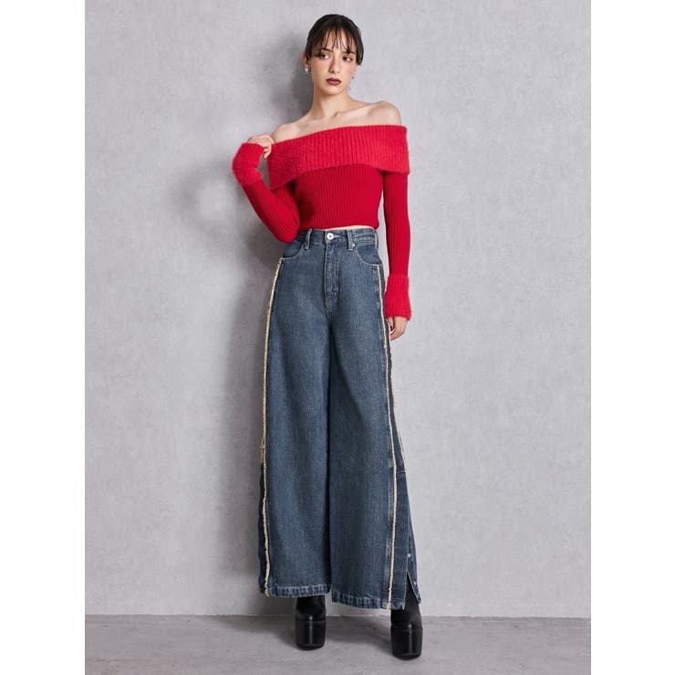 mix materialオフショルニットトップス | GYDA | 詳細画像9 