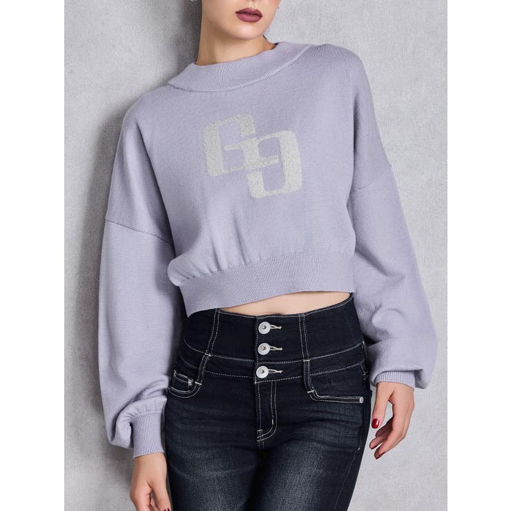 パープル | GGインターシャニットトップス | GYDA