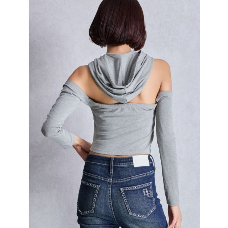 GGフードショルダーオープンデザインショートトップス | GYDA | 詳細画像11 