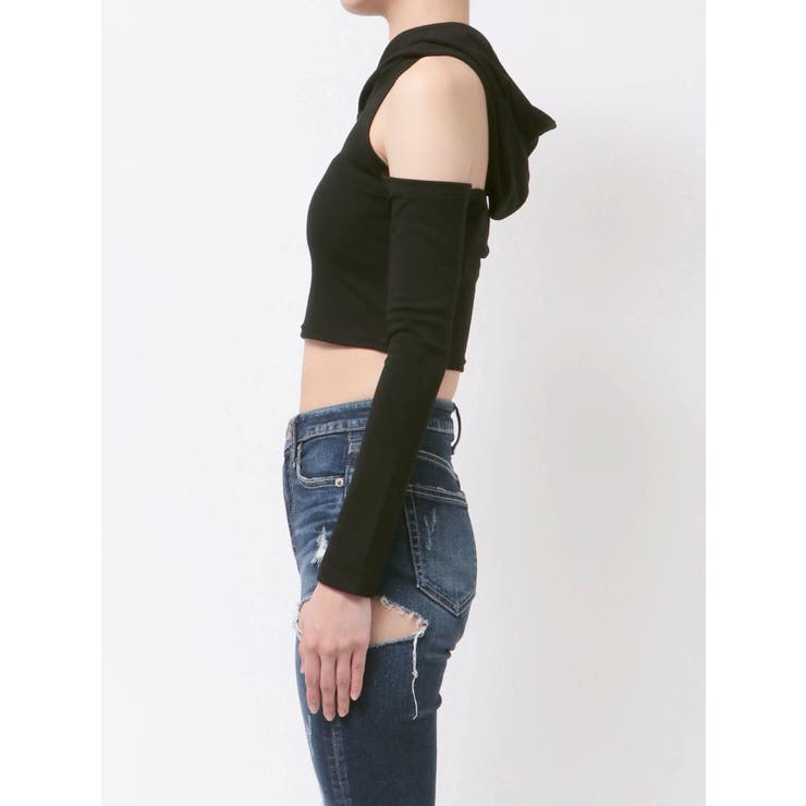 GGフードショルダーオープンデザインショートトップス | GYDA | 詳細画像21 