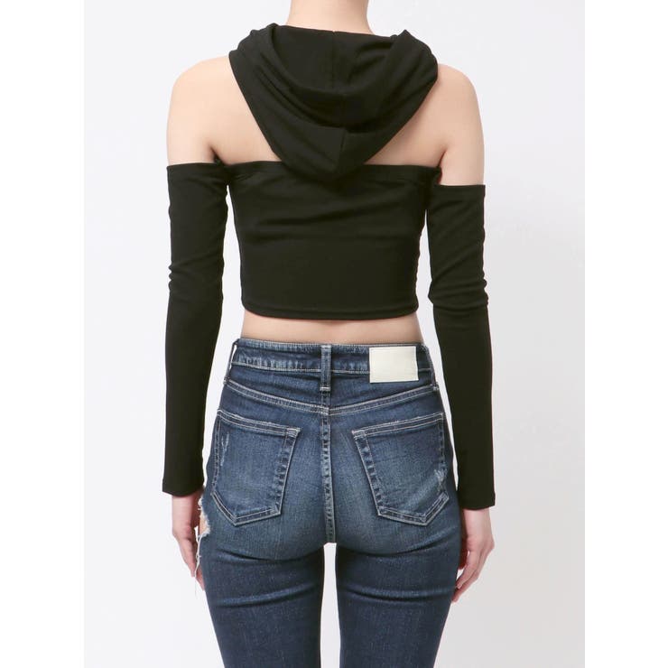 GGフードショルダーオープンデザインショートトップス | GYDA | 詳細画像22 