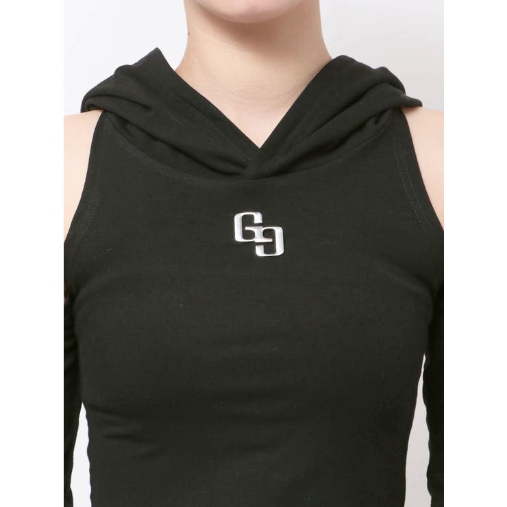 GGフードショルダーオープンデザインショートトップス | GYDA | 詳細画像23 