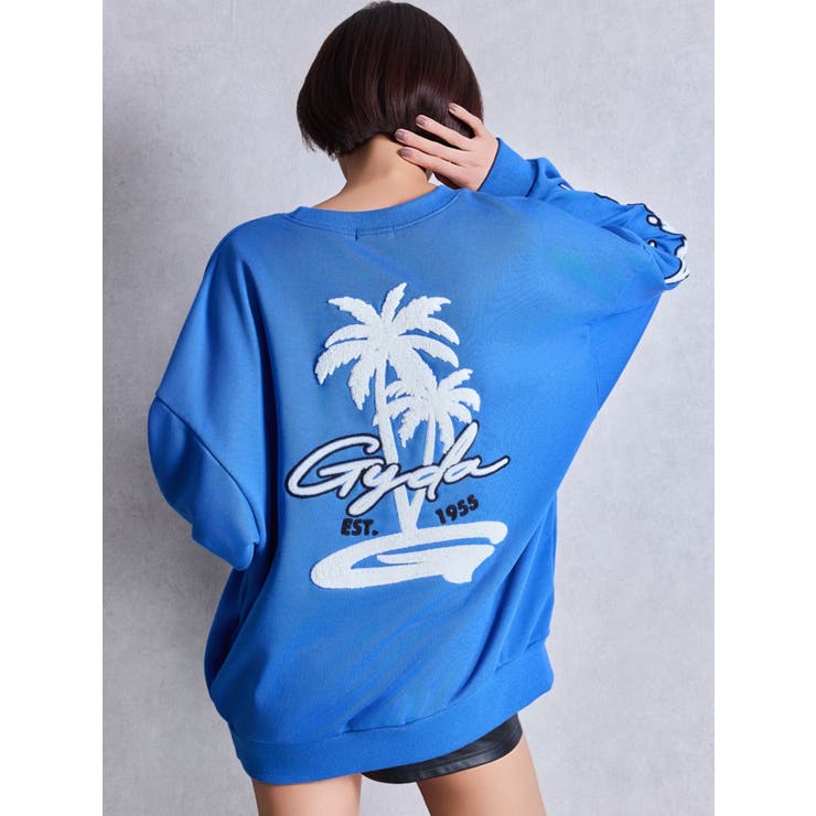 トレーナー スウェット palm tree Gydies Lovingサガラスウェットトップス レディース palm tree Gydies Lovingサガラスウェットトップス[品番