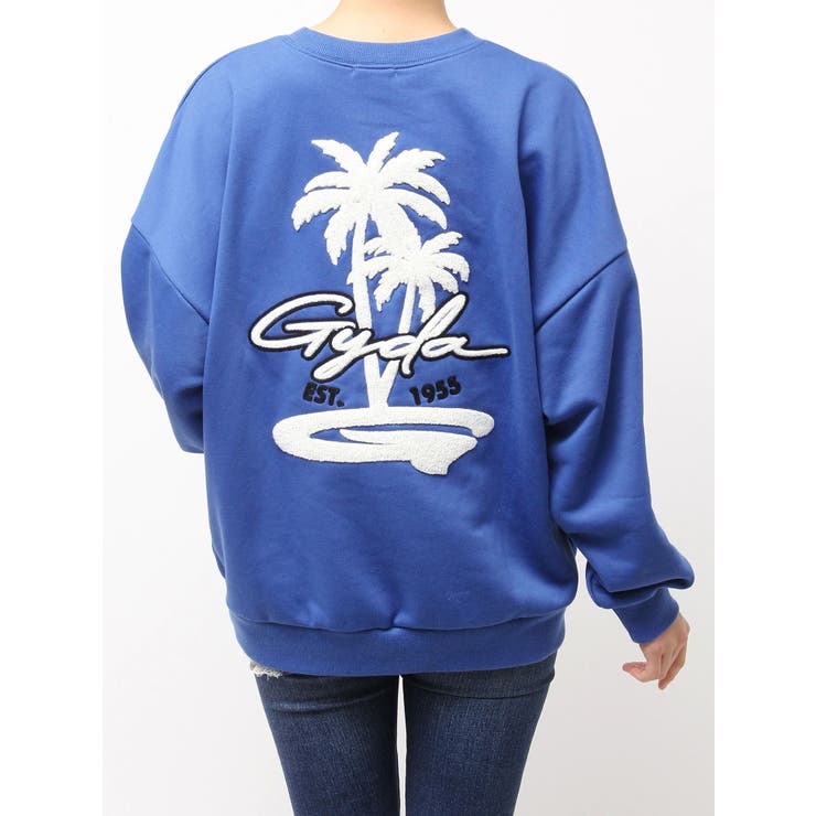 トレーナー スウェット palm tree Gydies Lovingサガラスウェットトップス レディース palm tree Gydies Lovingサガラスウェットトップス[品番