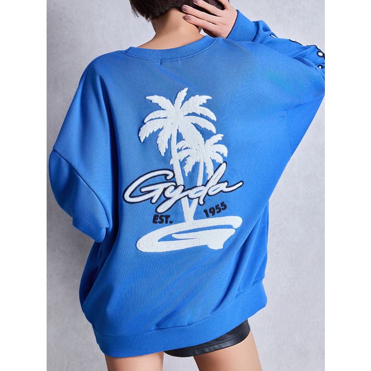 ブルー | palm tree Gydies Lovingサガラスウェットトップス | GYDA