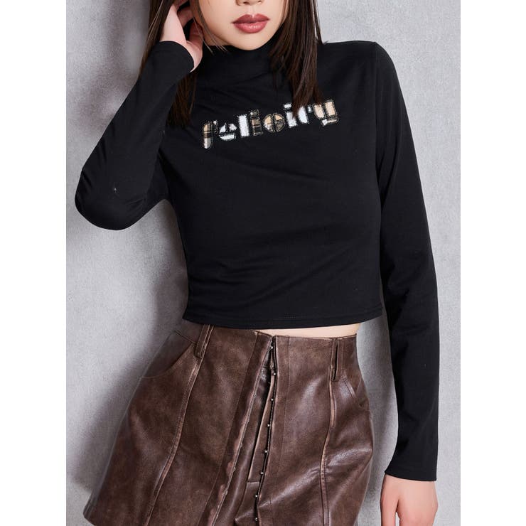 ブラック | Felicity MIX material patchトップス | GYDA