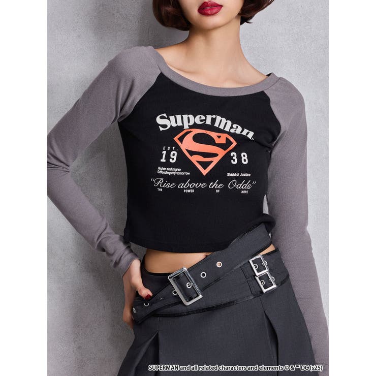 ブラック | SUPERMAN GYDA 2WAYラグランショートトップス | GYDA