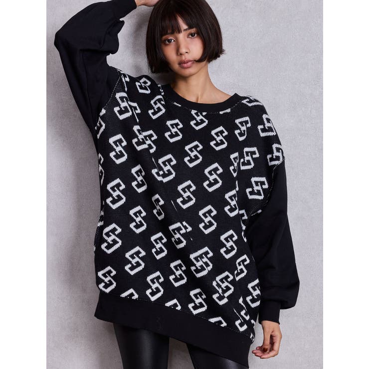 SHOPLIST限定】GGニットドッキングスウェットトップス[品番