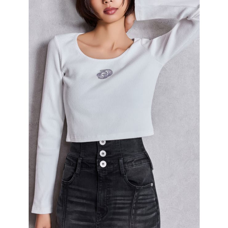 GDロゴラインストーンテレコトップス | GYDA | 詳細画像1 