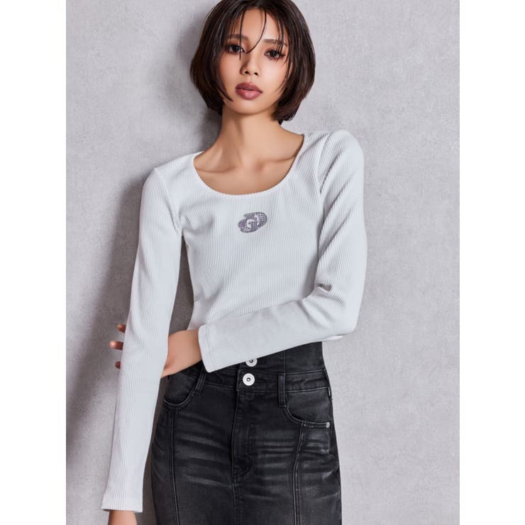 GDロゴラインストーンテレコトップス | GYDA | 詳細画像2 