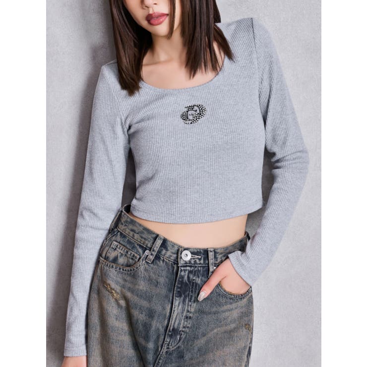 グレー | GDロゴラインストーンテレコトップス | GYDA