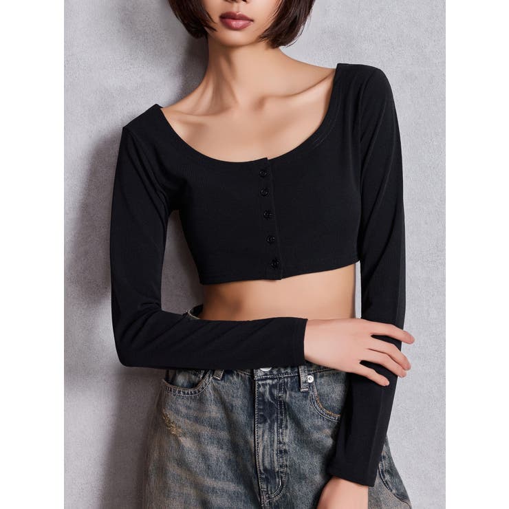 ブラック | シアーショートトップス | GYDA