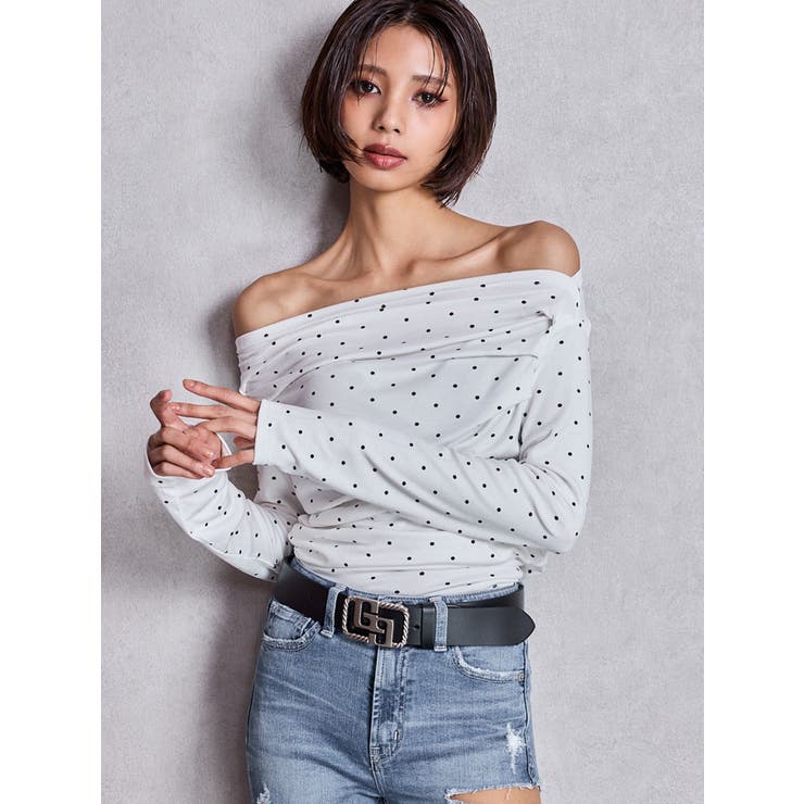 ドットパターンオフショルトップス | GYDA | 詳細画像2 