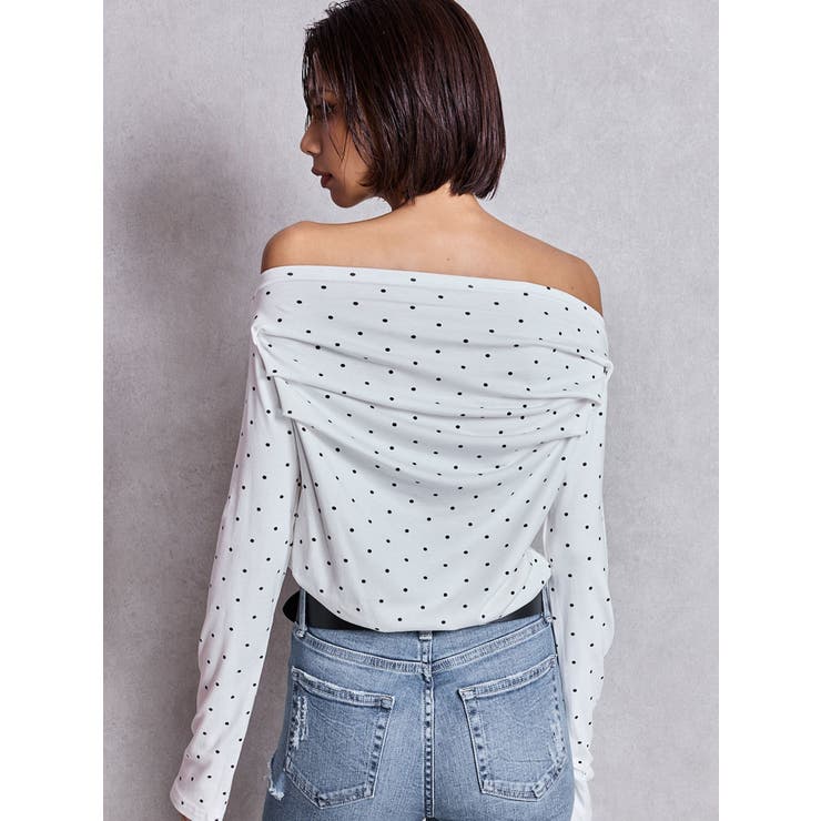 ドットパターンオフショルトップス | GYDA | 詳細画像3 