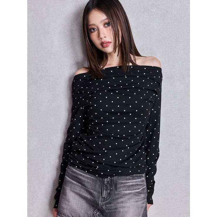 ドットパターンオフショルトップス | GYDA | 詳細画像6 