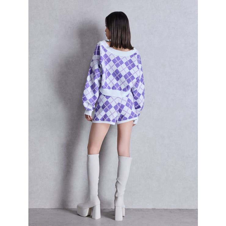 アーガイルニットカーディガン | GYDA | 詳細画像4 