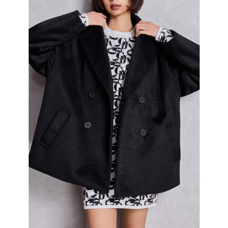 ブラック | ラメmaterialチェスターコート | GYDA