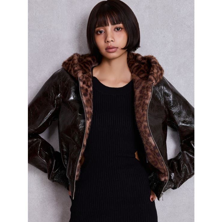 GYDA フェイクファー レザーコート Hoodie Fake Leatherコート[品番：MKSW0067567]｜GYDA（ジェイダ）の