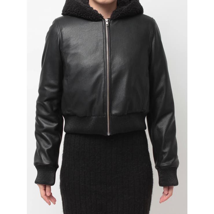 Hoodie Fake Leatherコート[品番：MKSW0067567]｜GYDA（ジェイダ）の