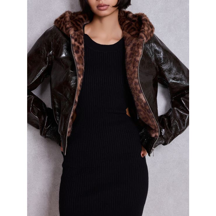Hoodie Fake Leatherコート[品番：MKSW0067567]｜GYDA（ジェイダ）の