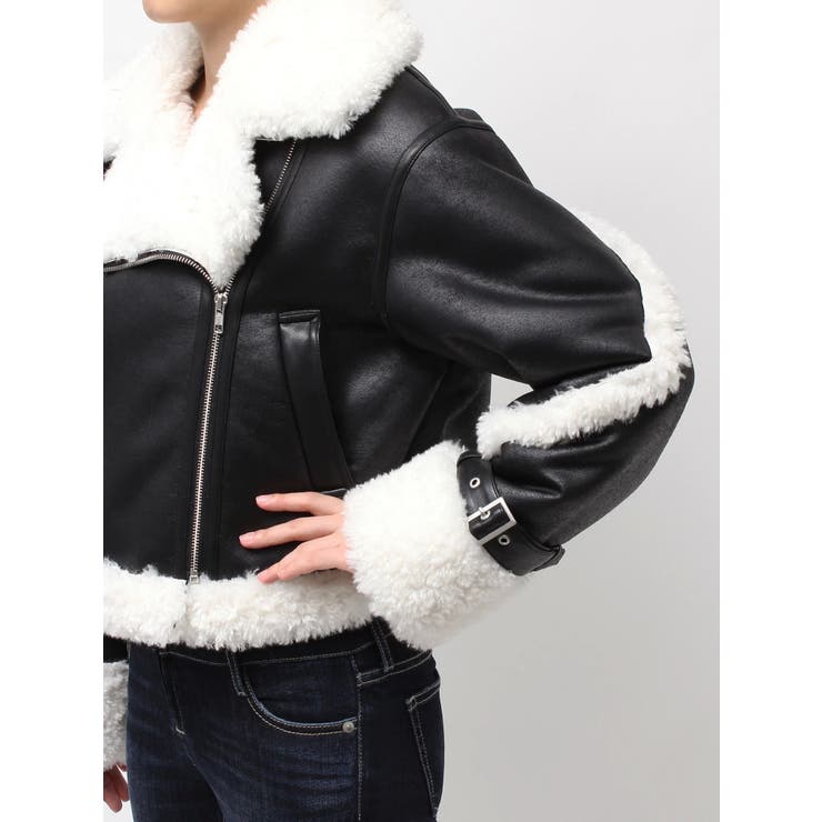 美品✨インゲボルグ　ラムスェード　ライダース　2way　フォックスファー　M レザージャケット シングルライダースジャケット 革ジャン
