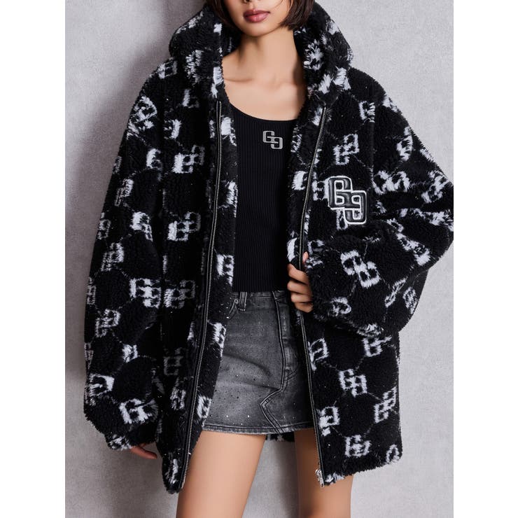 ブラック | GGラメボアBIGブルゾン | GYDA