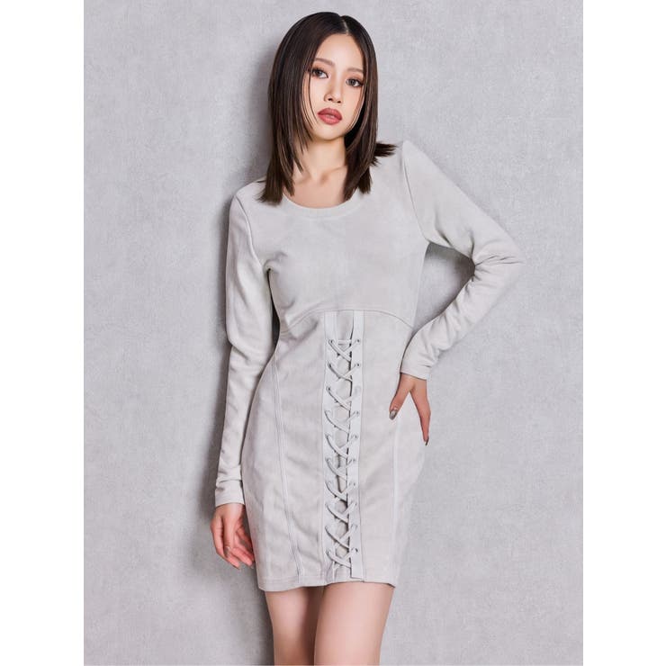 フロントレースアップタイトミニワンピース | GYDA | 詳細画像6 