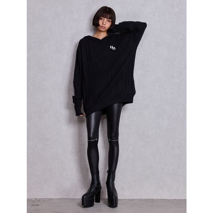 ランダムリブGG HOODIEニットチュニック | GYDA | 詳細画像12 