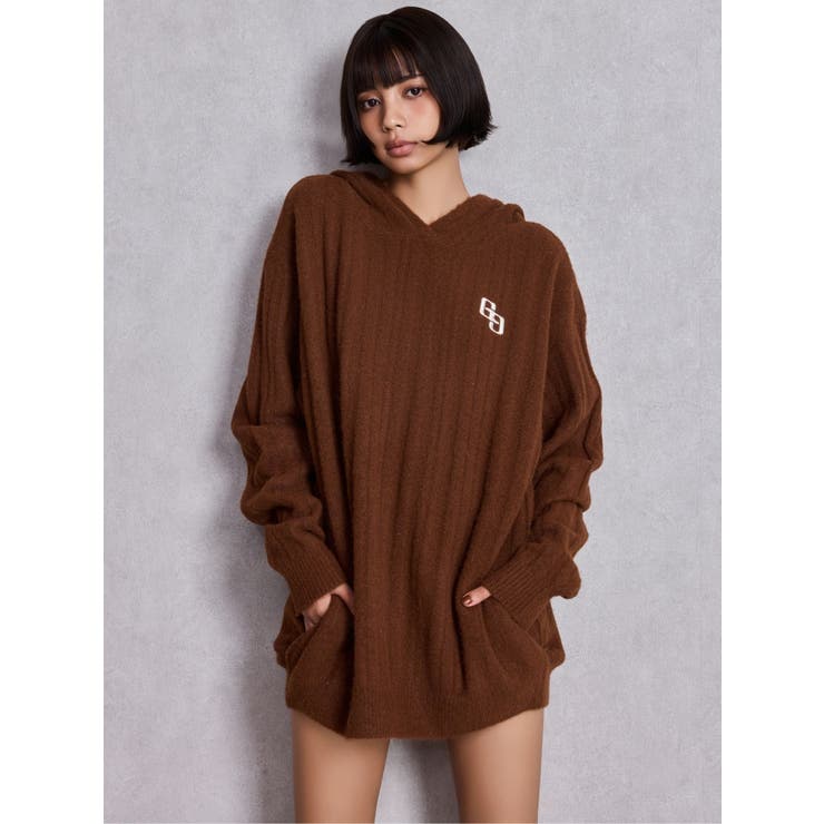 ランダムリブGG HOODIEニットチュニック | GYDA | 詳細画像14 