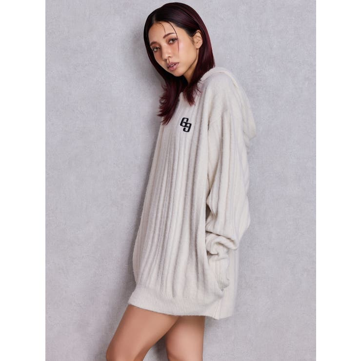 ランダムリブGG HOODIEニットチュニック | GYDA | 詳細画像3 