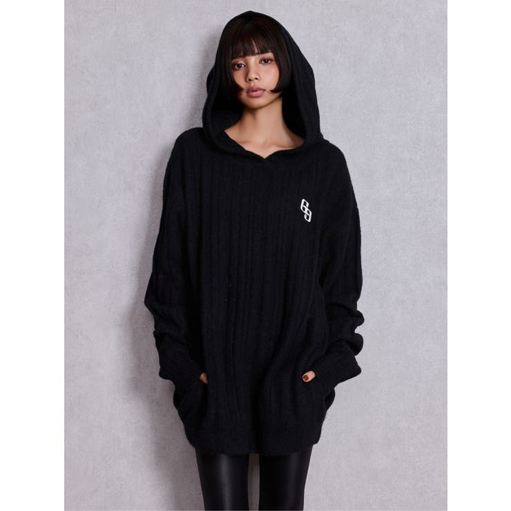 ランダムリブGG HOODIEニットチュニック | GYDA | 詳細画像8 