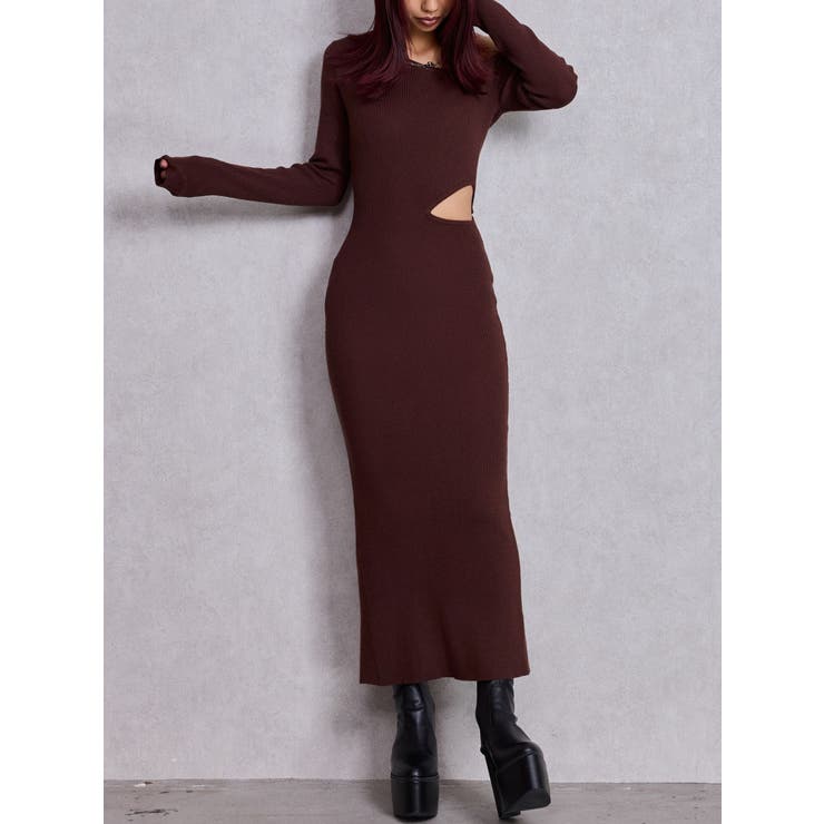 GG CHAIN LEFT OPEN LONGニットワンピース | GYDA | 詳細画像1 