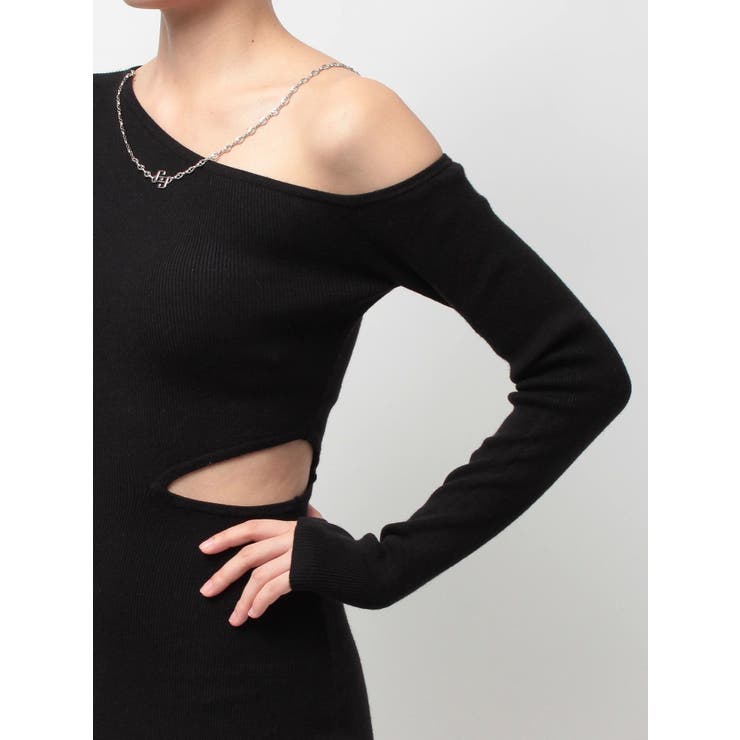 GG CHAIN LEFT OPEN LONGニットワンピース | GYDA | 詳細画像13 