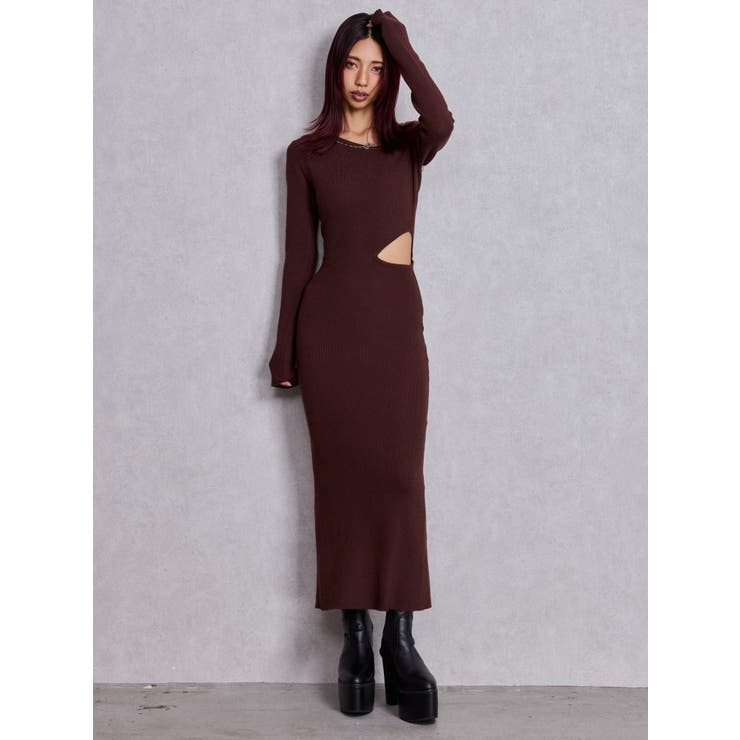 GG CHAIN LEFT OPEN LONGニットワンピース | GYDA | 詳細画像2 