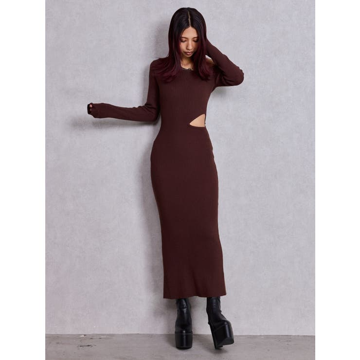 GG CHAIN LEFT OPEN LONGニットワンピース[品番:MKSW0067572 GG CHAIN LEFT OPEN LONGニットワンピース[品番:MKSW0067572