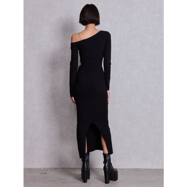 GG CHAIN LEFT OPEN LONGニットワンピース[品番：MKSW0067572]｜GYDA