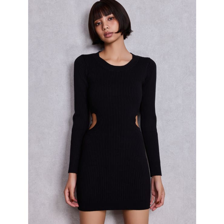 LONG SLEEVE SIDE OPEN ニットミニワンピース | GYDA | 詳細画像3 