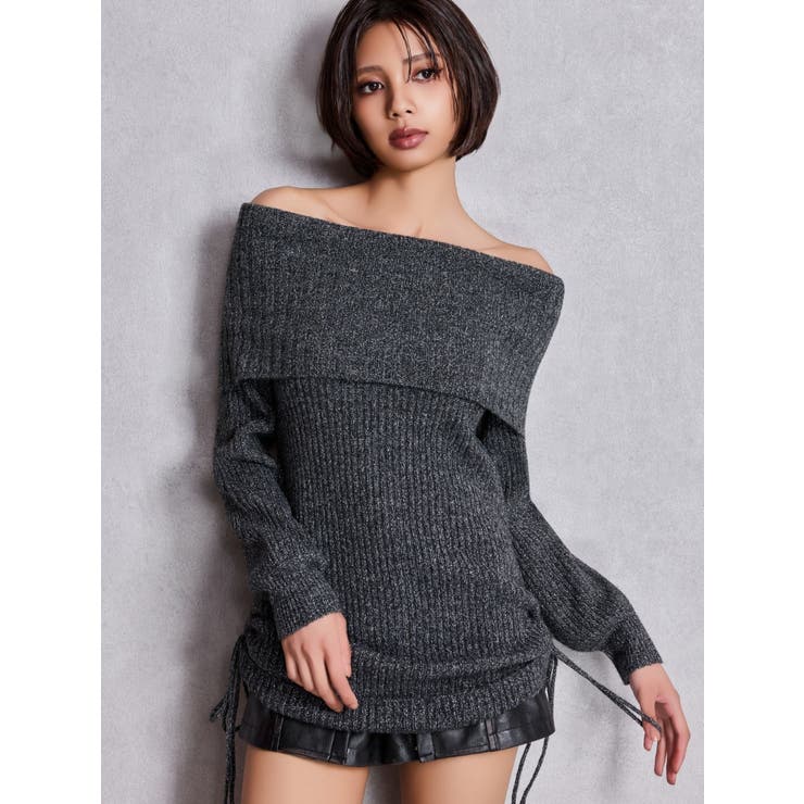 2WAYオフショルラメニットチュニック | GYDA | 詳細画像2 