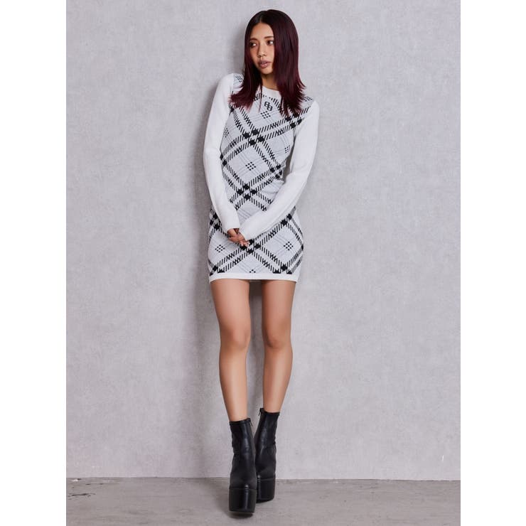 GG embroideryラメCHECKニットワンピース | GYDA | 詳細画像11 