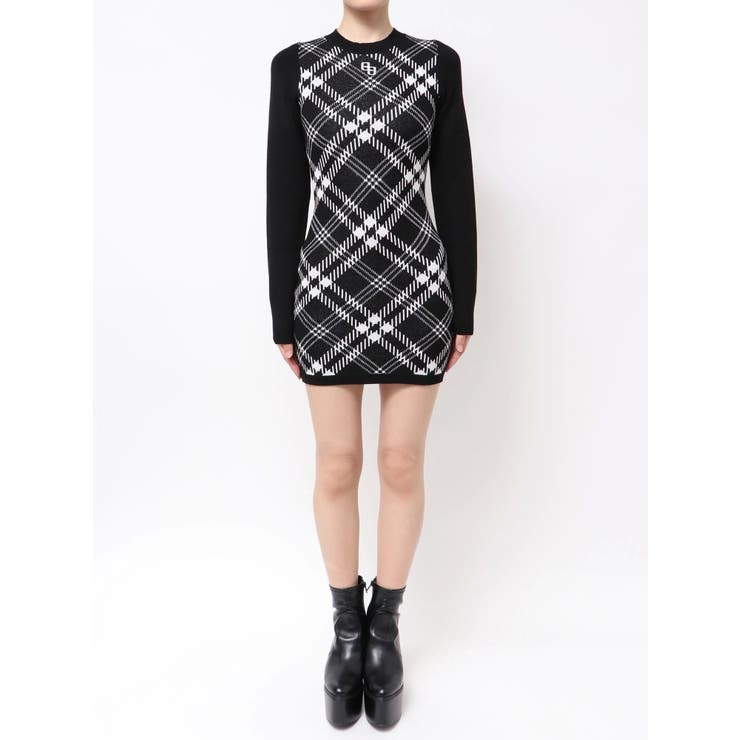 GG embroideryラメCHECKニットワンピース | GYDA | 詳細画像24 