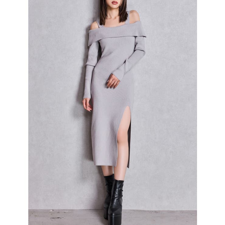 グレー | オフショルニットLONGワンピース | GYDA