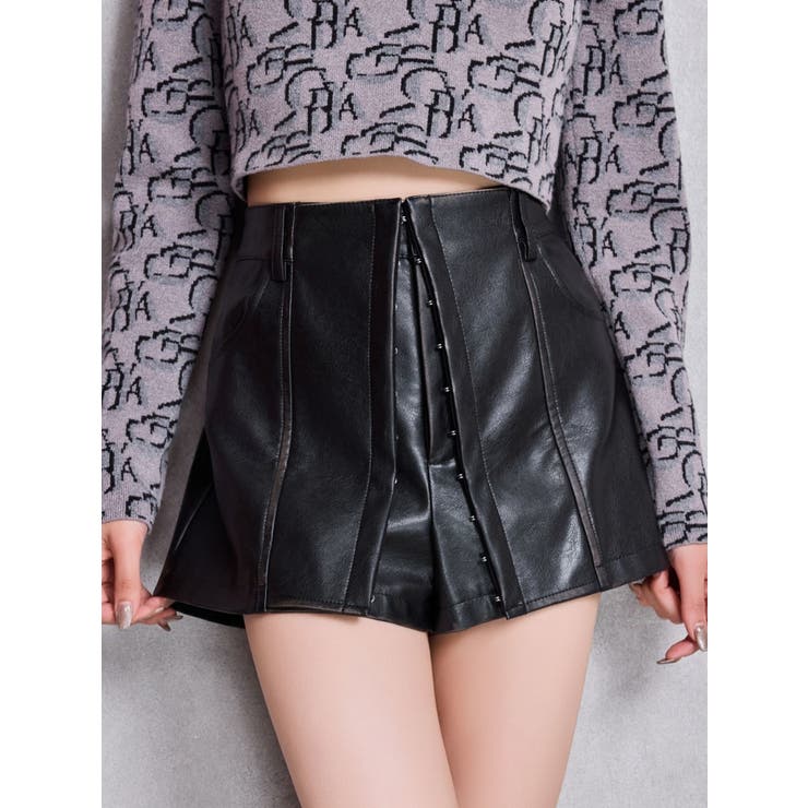 フェイクレザーレイヤーショートパンツ | GYDA | 詳細画像2 