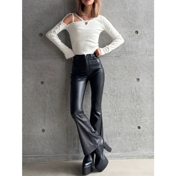 TINY】フェイクレザーフレアパンツ[品番：MKSW0067249]｜GYDA