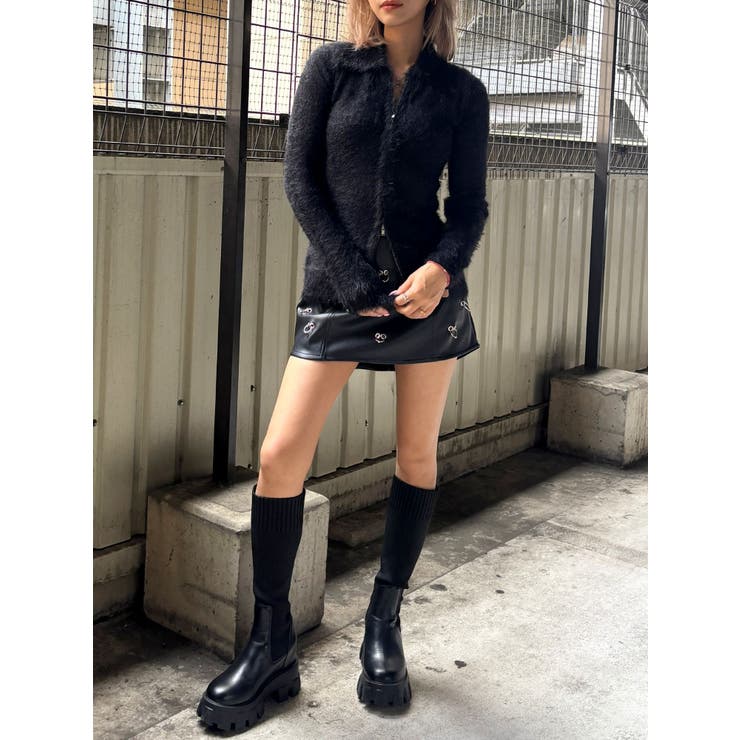 pierce designフェイクレザースカートライクショートパンツ | GYDA | 詳細画像6 