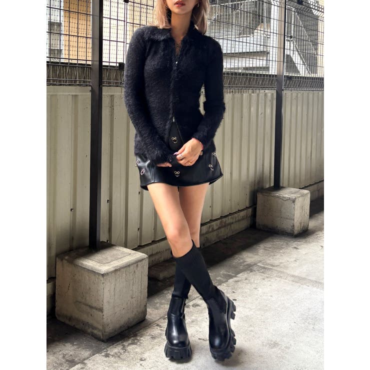 pierce designフェイクレザースカートライクショートパンツ | GYDA | 詳細画像7 