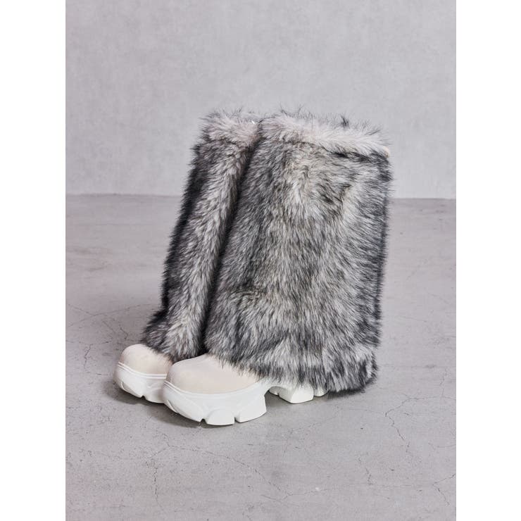 アイボリー | 2WAY ECO FUR LEG WARMERニットブーツ | GYDA