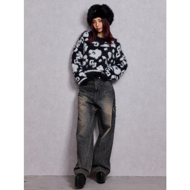 トップス Y2K fairy grunge leopard sweat トップス Y2K fairy grunge leopard sweat トップス Y2K fairy grunge